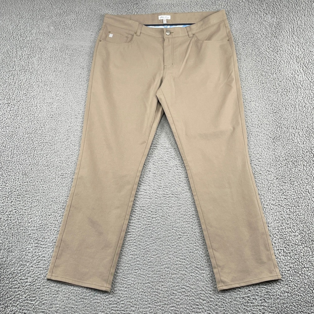 Peter Millar Pants Mens 38x30 Tan Performance 5-Pocket Straight Leg Khaki Golf